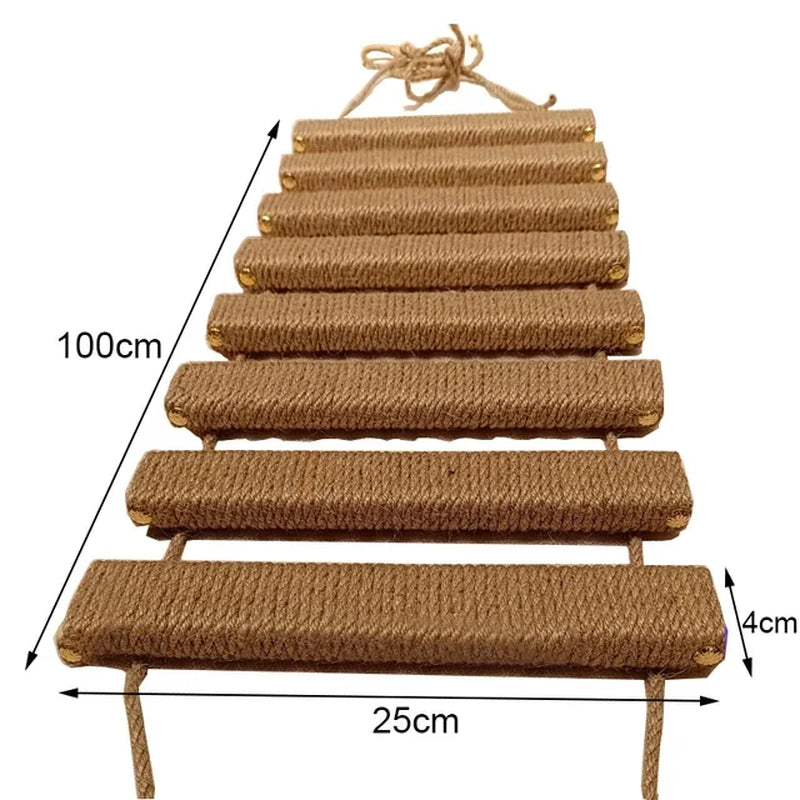 Toys Wall-Mounted Activity Cat Wood Sisal Scratcher Climber Furniture Cat Bridge Rope Steps Kitten Ladder Kitten Post Wall