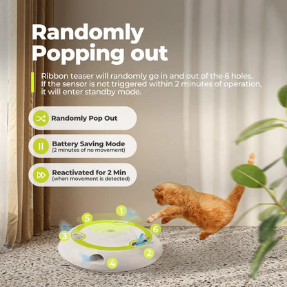 Allforpaws Whack a Mole Cat Mouse Toy for Cats - Interactive Cat Toys with Automatic Feather Mice & No Touch Sensor Required