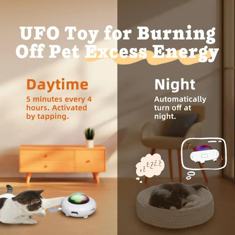 Interactive Cat Toys for Indoor Cats, Automatic Kitten Toys, Moving Feather Kicker, Fun Exercise & Hair Removal Toy, USB Rechargeable Cat Accessories Automatic Cat Toy Cat Toys Indoor Cats-Ufo
