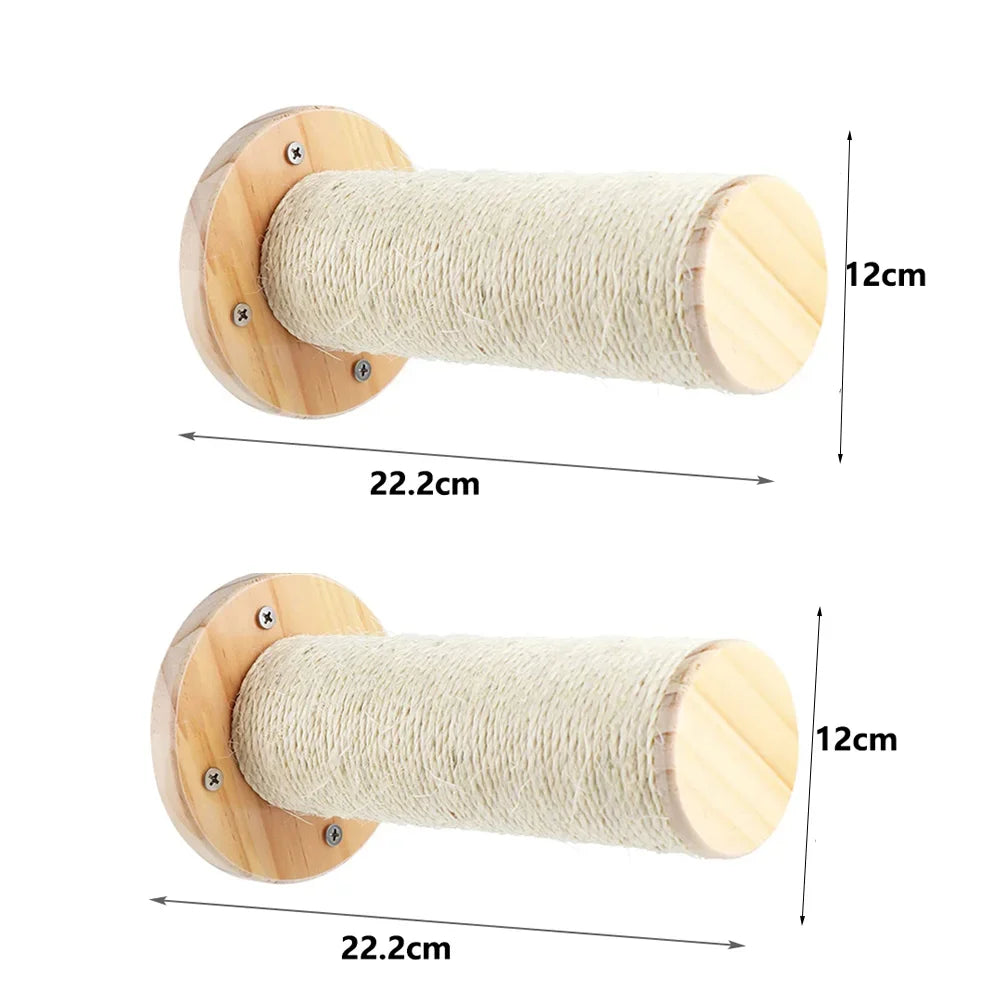 Toys Wall-Mounted Activity Cat Wood Sisal Scratcher Climber Furniture Cat Bridge Rope Steps Kitten Ladder Kitten Post Wall