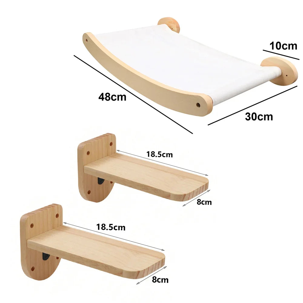 Toys Wall-Mounted Activity Cat Wood Sisal Scratcher Climber Furniture Cat Bridge Rope Steps Kitten Ladder Kitten Post Wall