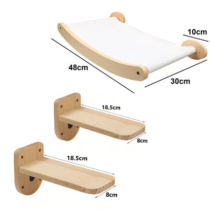 Toys Wall-Mounted Activity Cat Wood Sisal Scratcher Climber Furniture Cat Bridge Rope Steps Kitten Ladder Kitten Post Wall