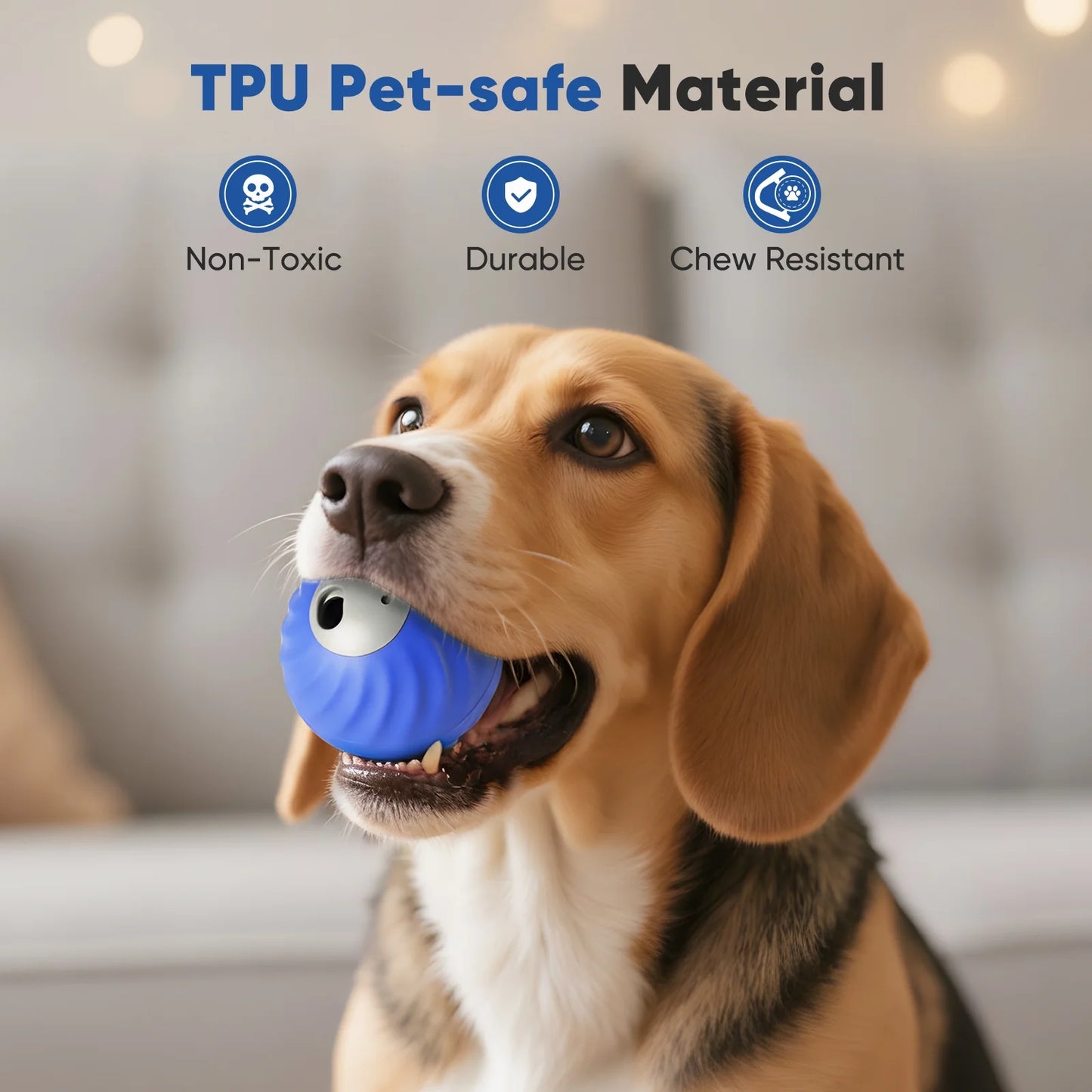 Automatic Rechargeable Interactive Dog Ball with Active Rolling Treat Dispensing for Small Medium Dogs, Blue