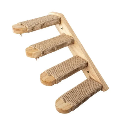 Cat Climbing Shelves Wall Mounted Cat Tree Wooden Furniture Scratcher Jumping Platform Rope Ladder Cat Sleeping and Playing