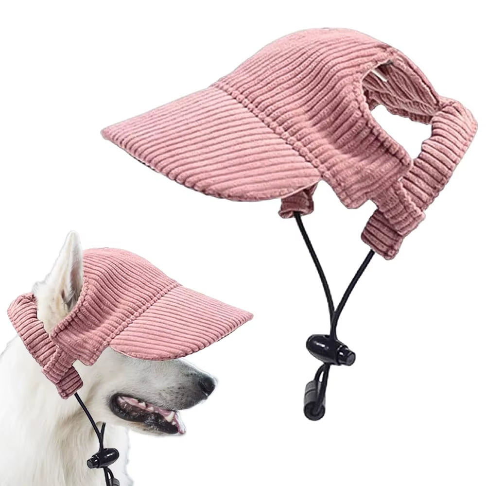 Adjustable Dog Baseball Cap with Ear Holes Summer Sun Hat Visor for Small Medium Large Dogs Lightweight Puppy Beach Hat