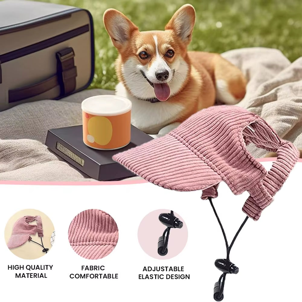 Adjustable Dog Baseball Cap with Ear Holes Summer Sun Hat Visor for Small Medium Large Dogs Lightweight Puppy Beach Hat