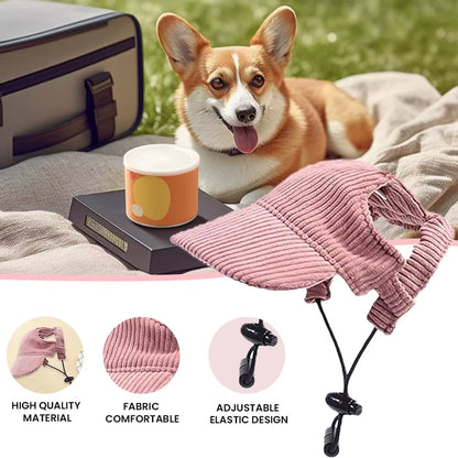 Adjustable Dog Baseball Cap with Ear Holes Summer Sun Hat Visor for Small Medium Large Dogs Lightweight Puppy Beach Hat
