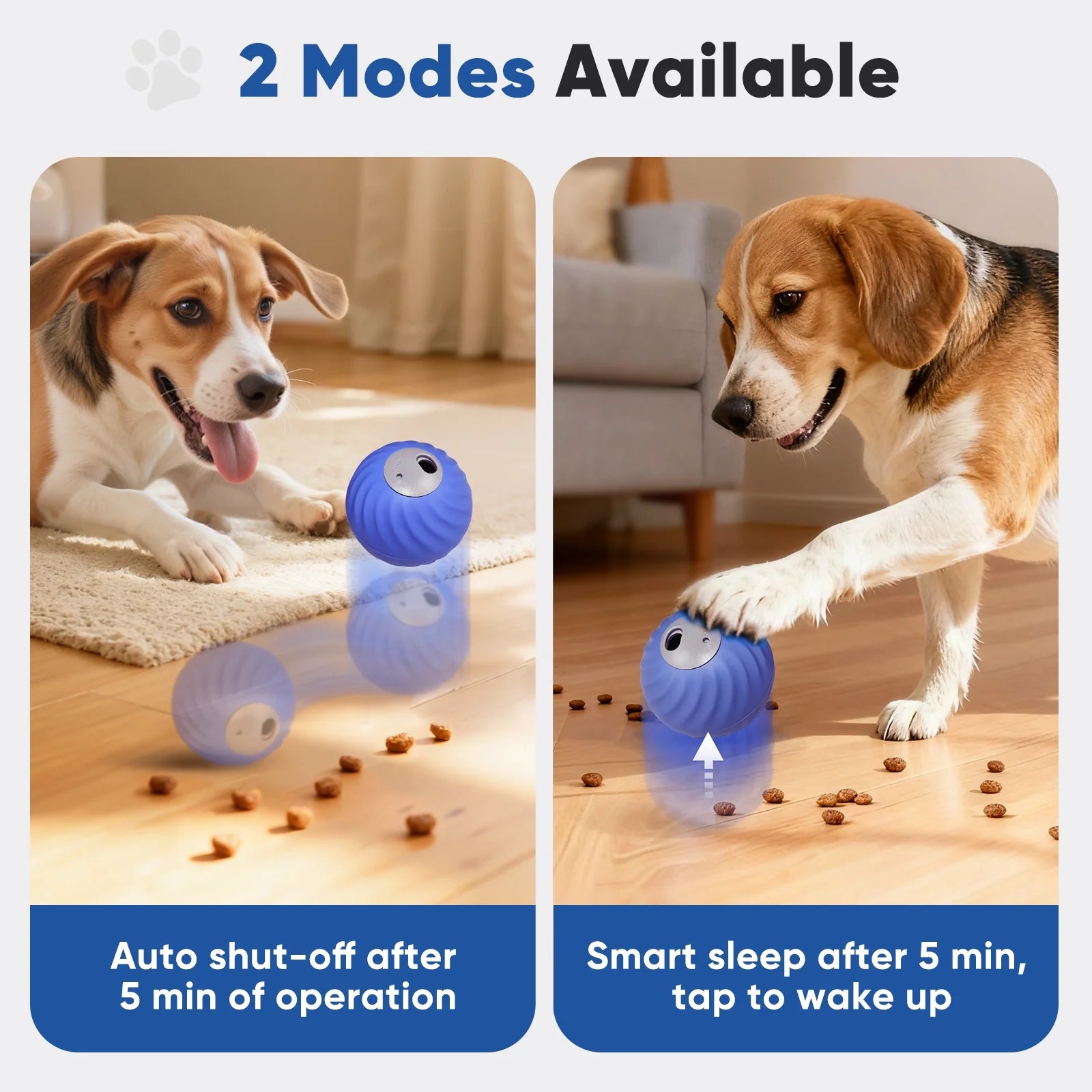 Automatic Rechargeable Interactive Dog Ball with Active Rolling Treat Dispensing for Small Medium Dogs, Blue