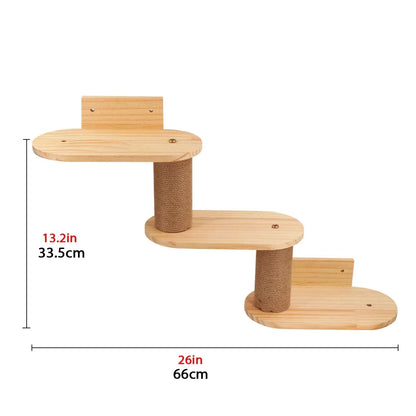 Wall Mounted Cat Climbing Shelves Cat House Cat Bridge Cat Hammock with Scratching Post and Pedals or Stairway for Kittens