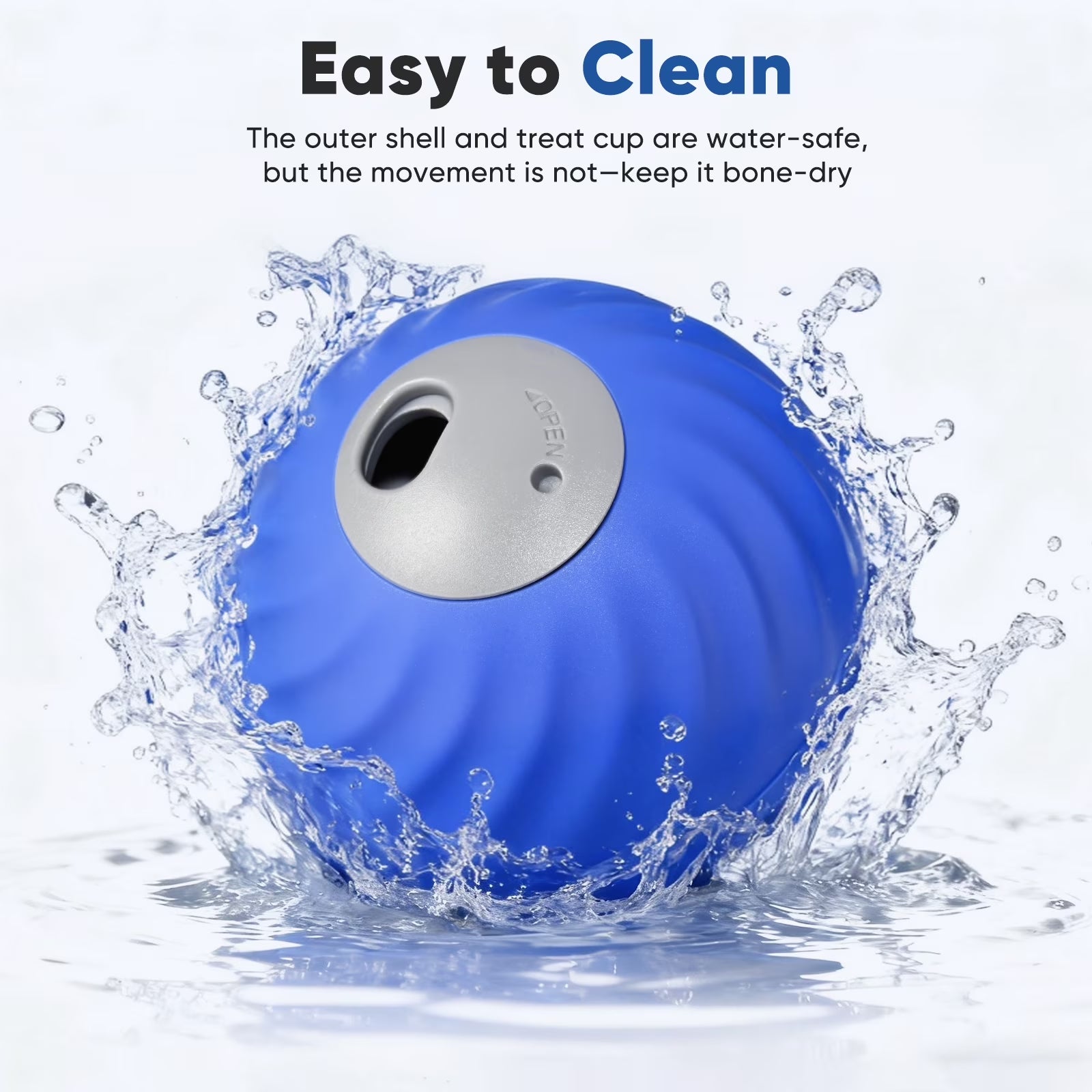 Automatic Rechargeable Interactive Dog Ball with Active Rolling Treat Dispensing for Small Medium Dogs, Blue