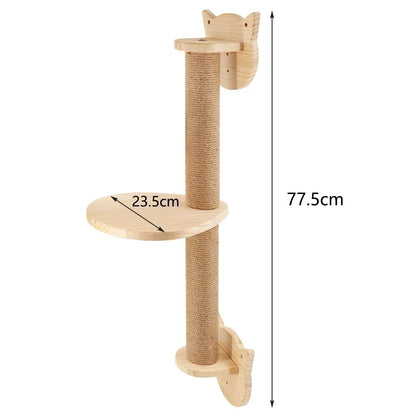 Cat Climbing Shelves Wall Mounted Cat Tree Wooden Furniture Scratcher Jumping Platform Rope Ladder Cat Sleeping and Playing