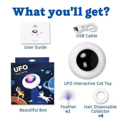 Interactive Cat Toys for Indoor Cats, Automatic Kitten Toys, Moving Feather Kicker, Fun Exercise & Hair Removal Toy, USB Rechargeable Cat Accessories Automatic Cat Toy Cat Toys Indoor Cats-Ufo