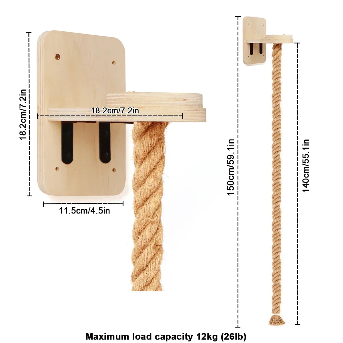 Wall Mounted Cat Climbing Shelves Cat House Cat Bridge Cat Hammock with Scratching Post and Pedals or Stairway for Kittens