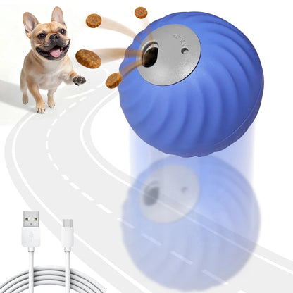 Automatic Rechargeable Interactive Dog Ball with Active Rolling Treat Dispensing for Small Medium Dogs, Blue