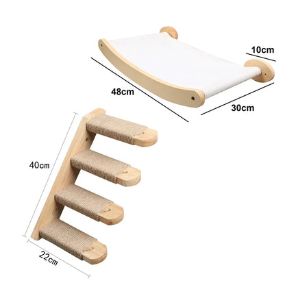 Toys Wall-Mounted Activity Cat Wood Sisal Scratcher Climber Furniture Cat Bridge Rope Steps Kitten Ladder Kitten Post Wall