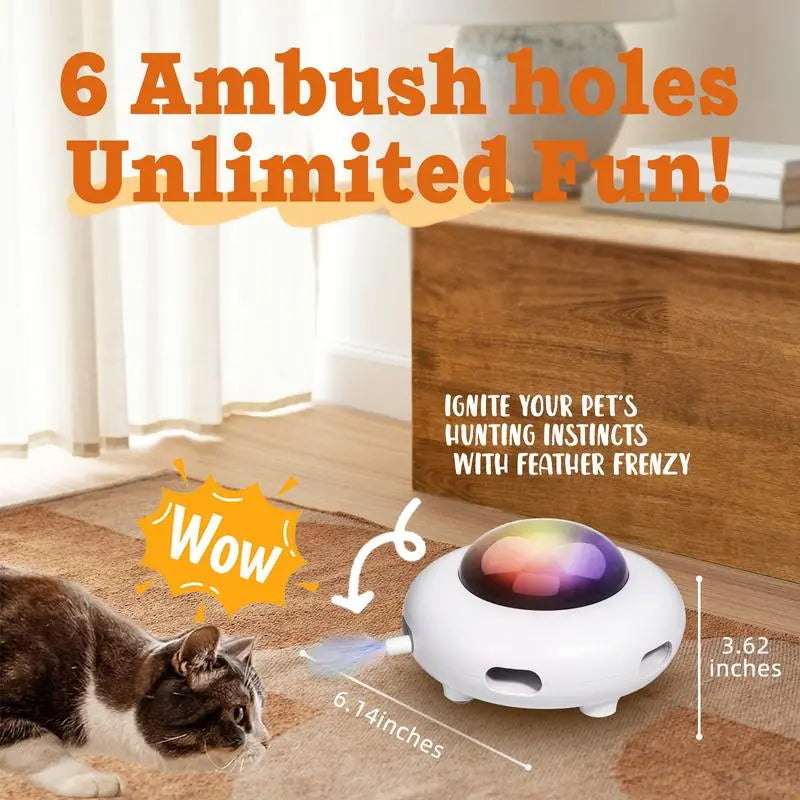 Interactive Cat Toys for Indoor Cats, Automatic Kitten Toys, Moving Feather Kicker, Fun Exercise & Hair Removal Toy, USB Rechargeable Cat Accessories Automatic Cat Toy Cat Toys Indoor Cats-Ufo
