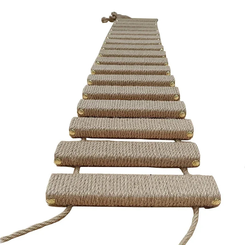 Toys Wall-Mounted Activity Cat Wood Sisal Scratcher Climber Furniture Cat Bridge Rope Steps Kitten Ladder Kitten Post Wall