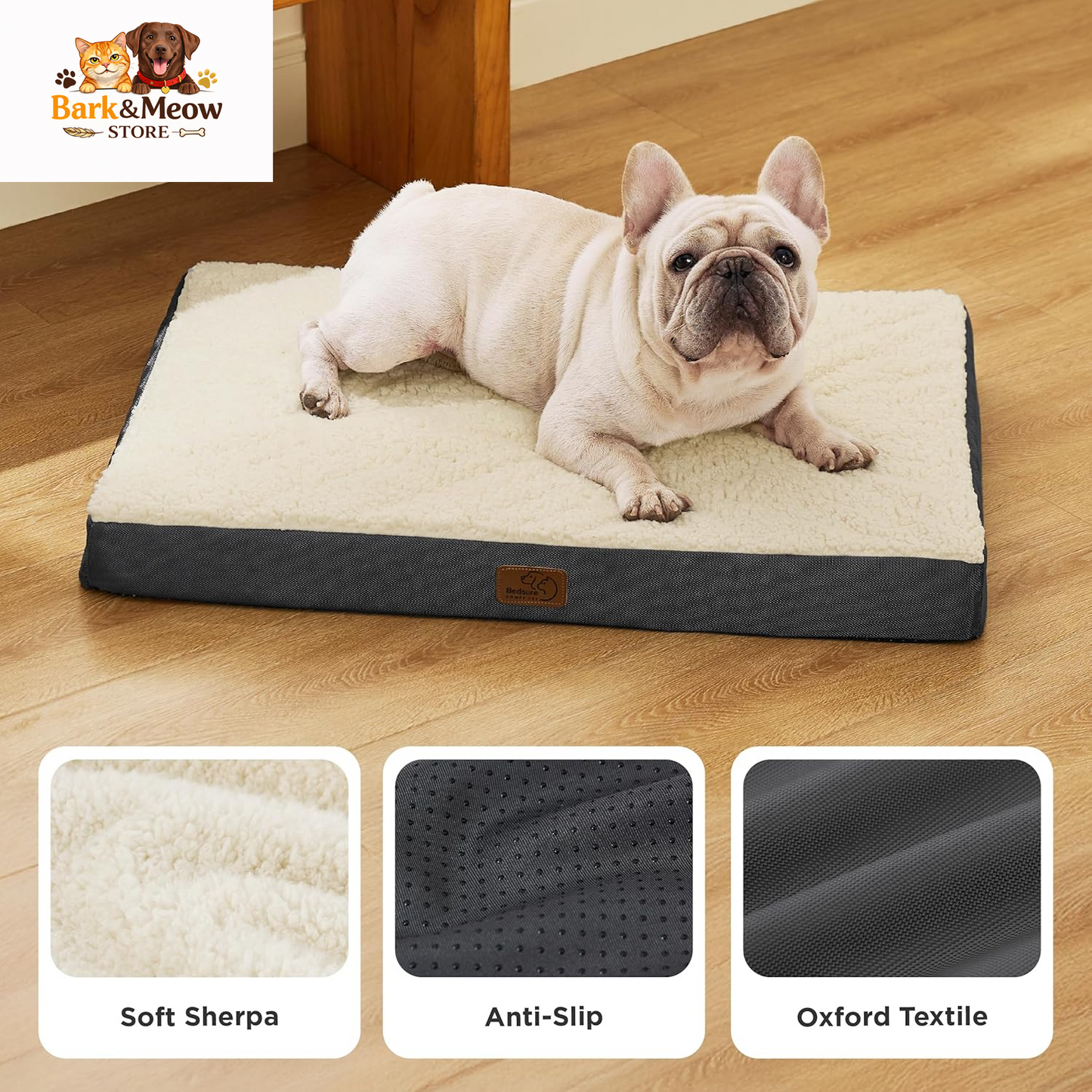  Comfy Flat Beds with Removable Washable Cover, Orthopedic Egg Crate Foam Pet Mat, Suitable for Pet up to 30 Lbs