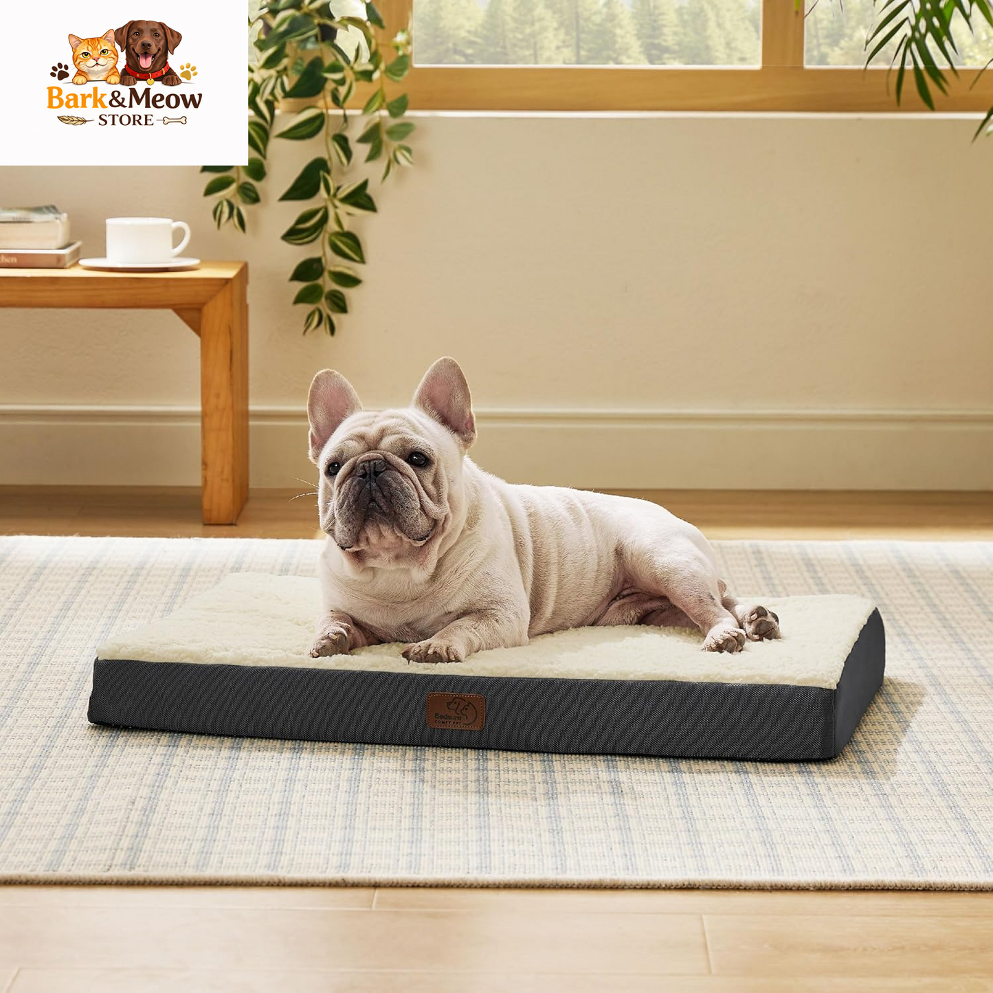  Comfy Flat Beds with Removable Washable Cover, Orthopedic Egg Crate Foam Pet Mat, Suitable for Pet up to 30 Lbs