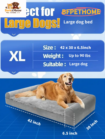 Large Orthopedic Dog Bed - Waterproof, Removable Cover, Cozy Rose Plush, U-Shaped Design