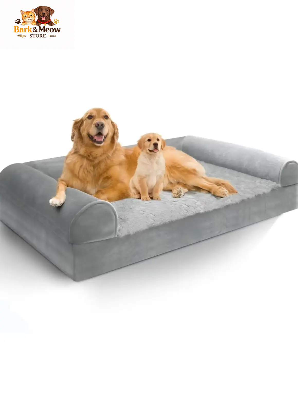 Large Orthopedic Dog Bed - Waterproof, Removable Cover, Cozy Rose Plush, U-Shaped Design